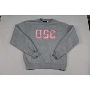 Big Cotton USC Sweater Women Medium Gray‎ Excellent Raglan Crew Neck Pullover